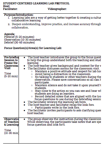 Learning Lab Protocol