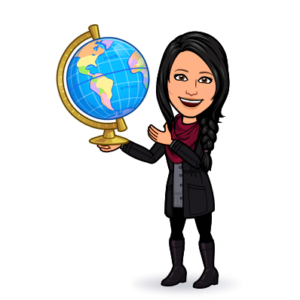 Teacher Bitmoji holding a Globe